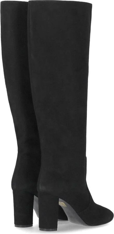 Via Roma 15 Black Suède Heeled High Boot - Image 4