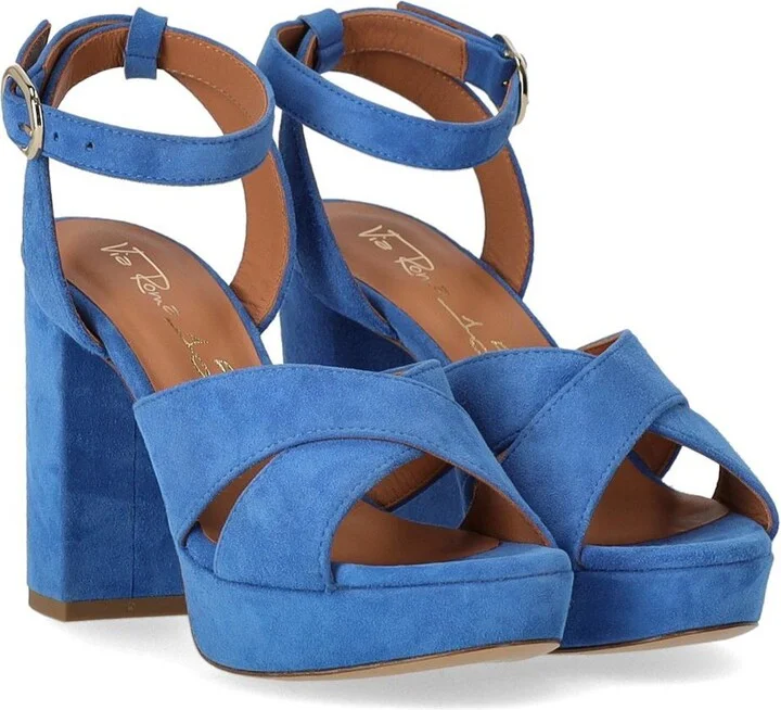 Via Roma 15 Denim Blue Heeled Sandal - Image 2