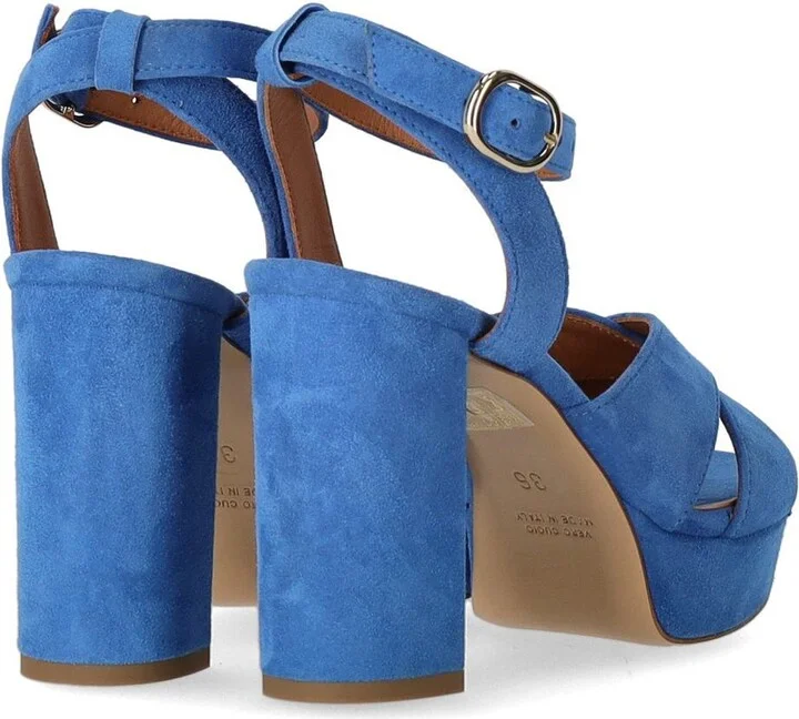 Via Roma 15 Denim Blue Heeled Sandal - Image 4