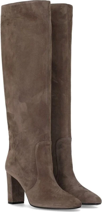 Via Roma 15 Grey Suede Heeled High Boot - Image 2
