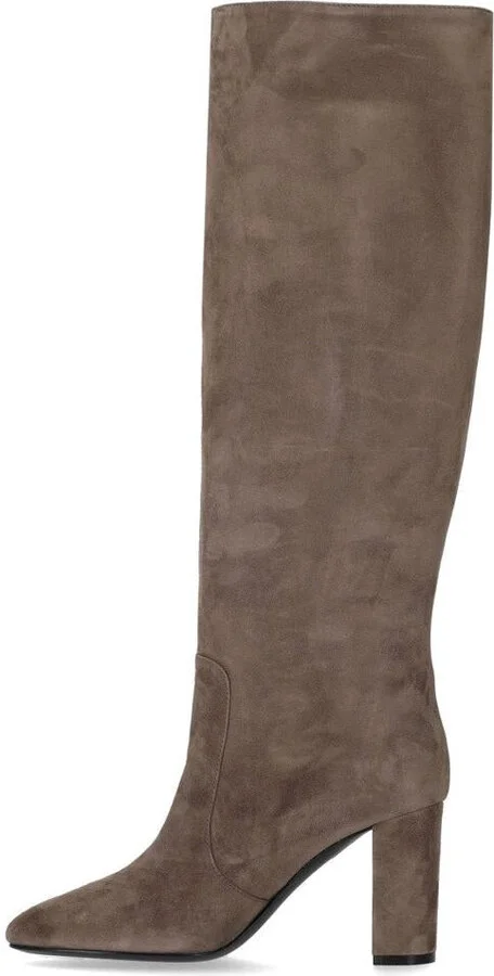 Via Roma 15 Grey Suede Heeled High Boot - Image 3