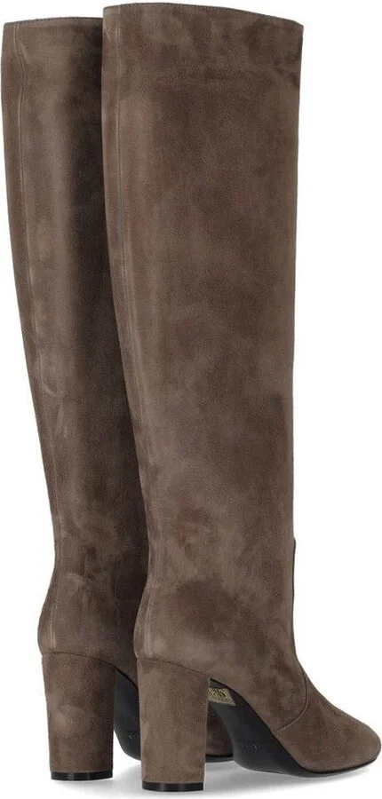 Via Roma 15 Grey Suede Heeled High Boot - Image 4