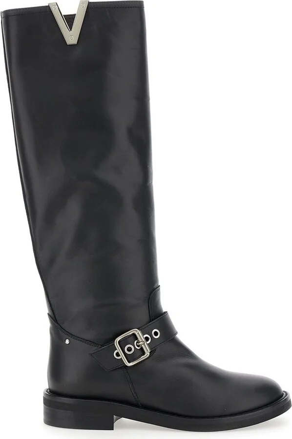 Via Roma 15 Knee Boots with V Side Accent