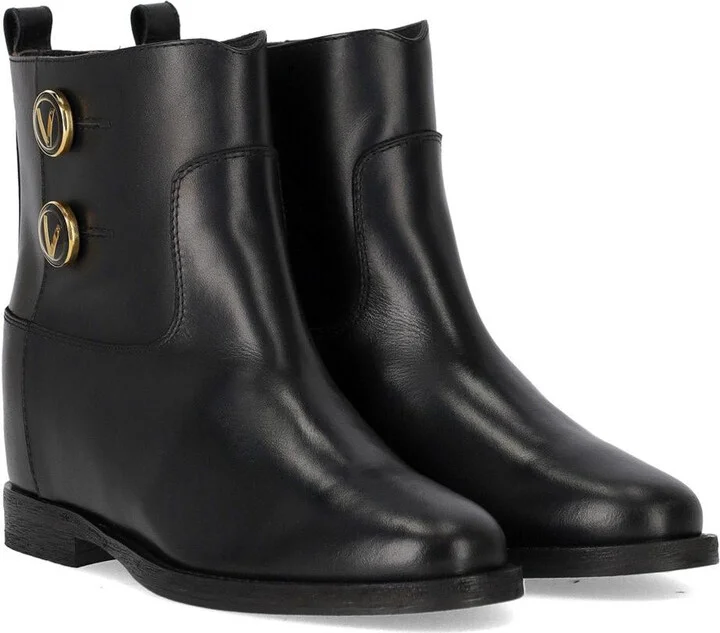 Via Roma 15 Santa Monica Black Ankle Boot With Buttons - Image 2