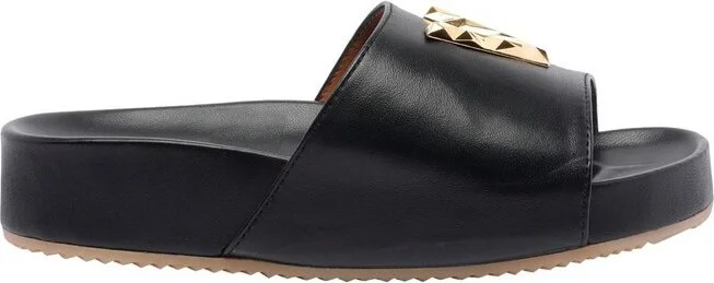 Via Roma 15 Slide Sandals with Gold Accent