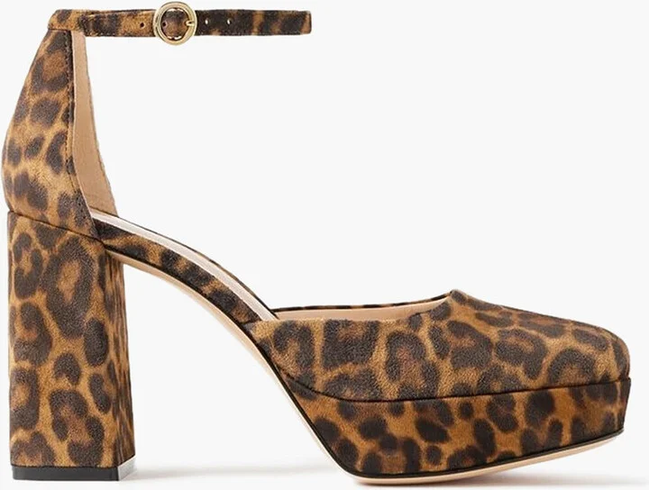 Vian 100 leopard-print suede platform Mary Jane pumps