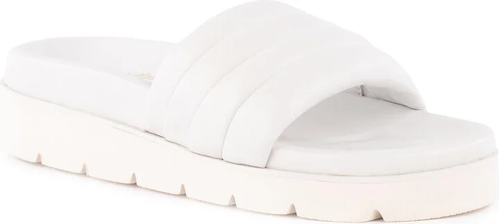 Vibe Check Womens Leather Slip On Platform Sandals