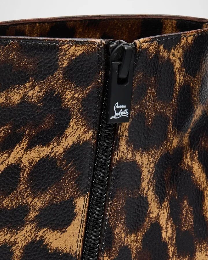 Vibella Red-Sole Leopard-Print Leather Booties - Image 2