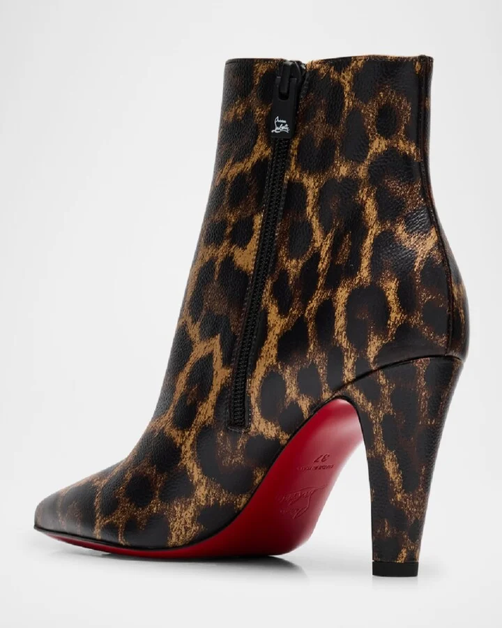 Vibella Red-Sole Leopard-Print Leather Booties - Image 4