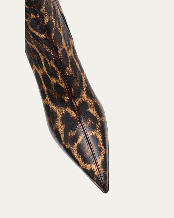 Vibella Red-Sole Leopard-Print Leather Booties - Image 6
