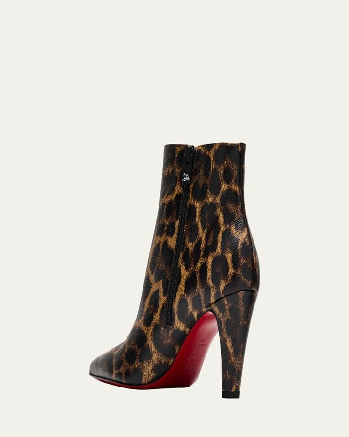 Vibella Red-Sole Leopard-Print Leather Booties - Image 8