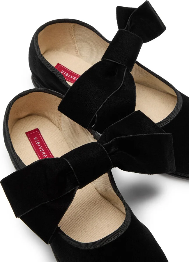 Vibi Venezia Bow Velvet Mary Jane Flats - Image 4