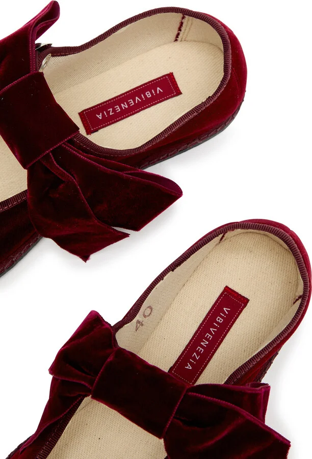 Vibi Venezia Bow Velvet Mary Jane Flats - Image 4