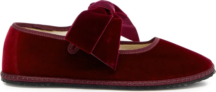 Vibi Venezia Bow Velvet Mary Jane Flats