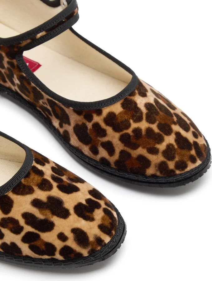 Vibi Venezia Leopard-print Velvet Mary Jane Flats - Image 3