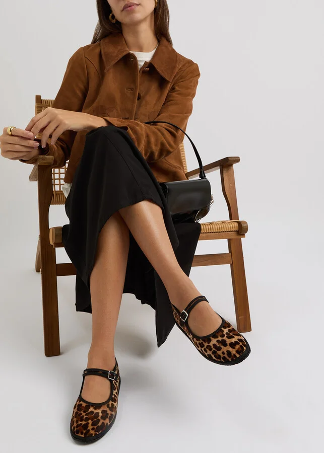 Vibi Venezia Leopard-print Velvet Mary Jane Flats - Image 5