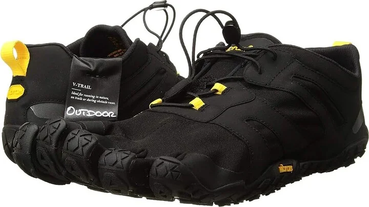 Vibram FiveFingers V-Trail 2.0 Men's Shoes Black/Yellow : EU 38 (US Men's 6.5-7) D - Medium, Textile