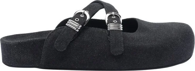 Vic Matie Buckle Detailed Denim Mules