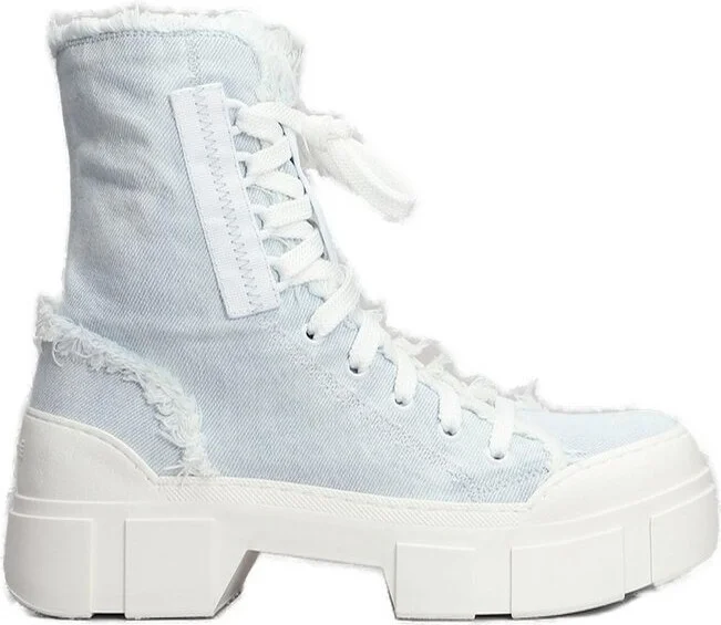 Vic Matie Distressed Denim Lace-Up Boots