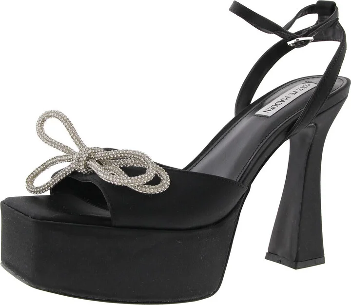 Vice Womens Rhinestone Satin Platform Sandals