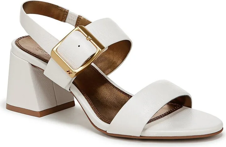 Vicky Womens Leather Block Heel Slingback Heels