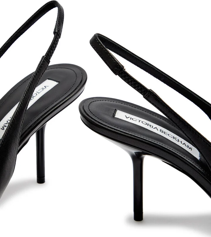 Victoria Beckham 75 Leather Slingback Pumps - Image 4