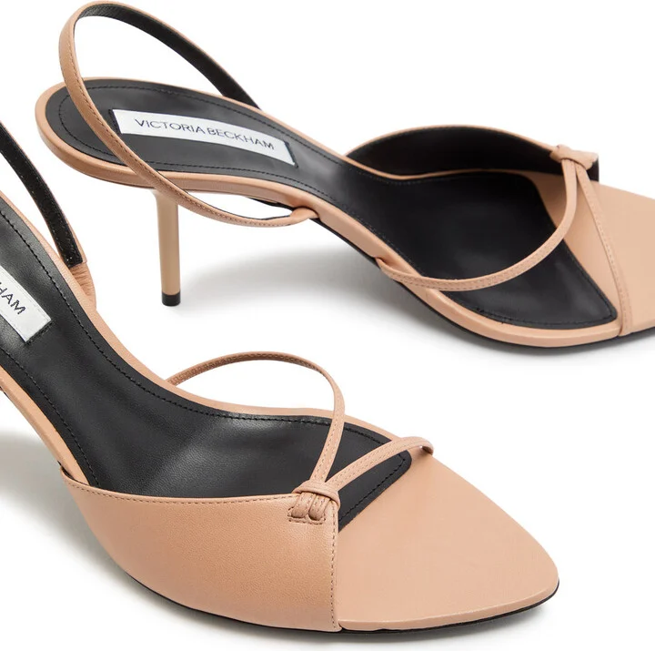 Victoria Beckham 75 Leather Slingback Pumps - Image 3