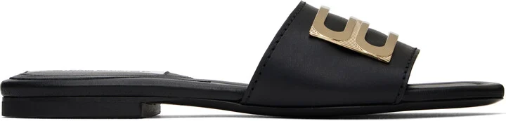 Victoria Beckham Black B Buckle Sandals