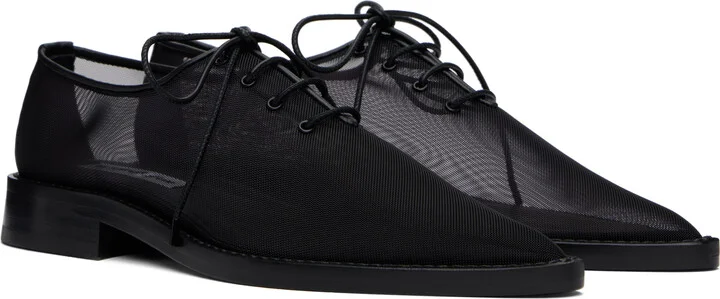 Victoria Beckham Black Mesh Lace Up Derbys - Image 4