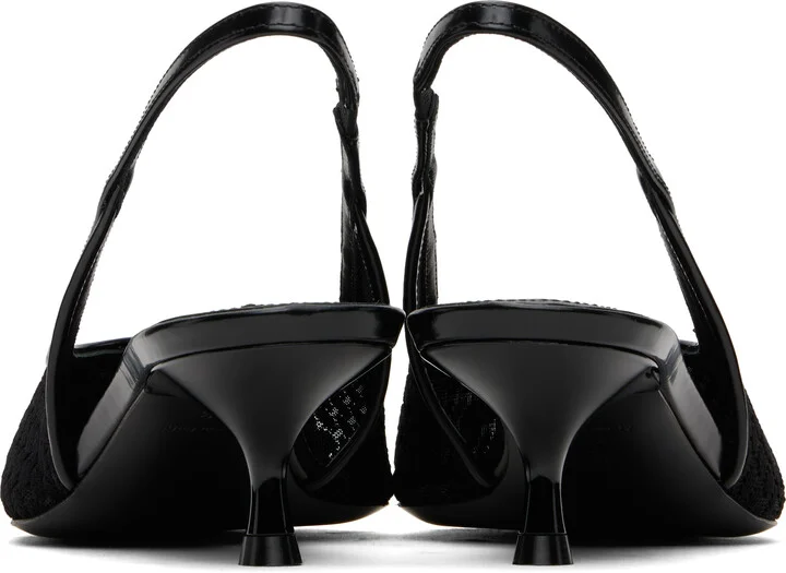Victoria Beckham Black Mesh Slingback Kitten Heel - Image 2