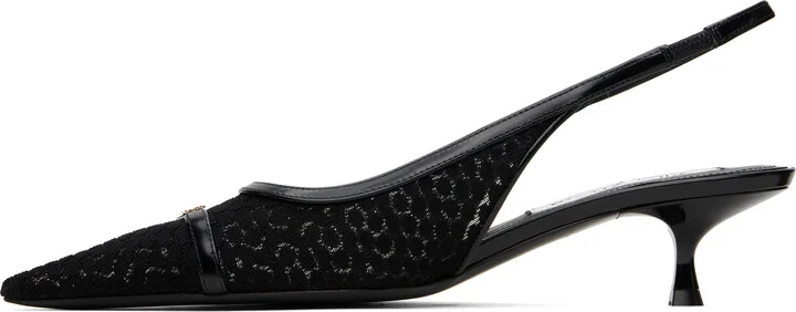 Victoria Beckham Black Mesh Slingback Kitten Heel - Image 3