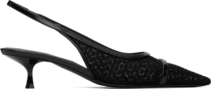 Victoria Beckham Black Mesh Slingback Kitten Heel