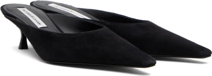 Victoria Beckham Black Sloan Suede Mules - Image 4