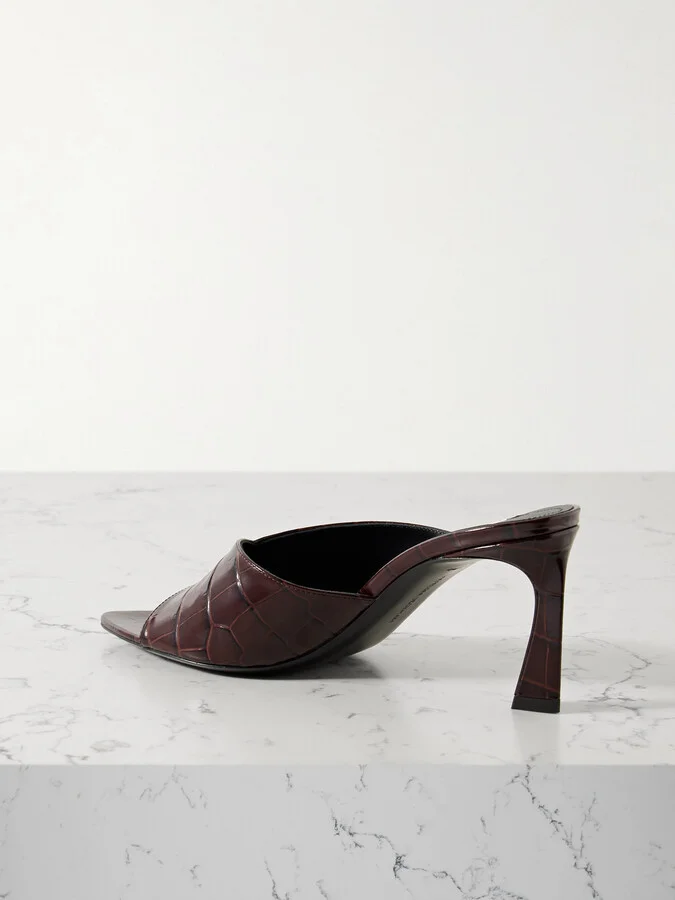 Victoria Beckham - Croc-effect Leather Sandals - Brown - Image 3