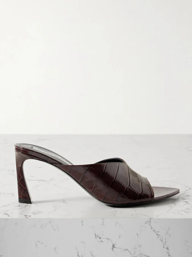 Victoria Beckham - Croc-effect Leather Sandals - Brown