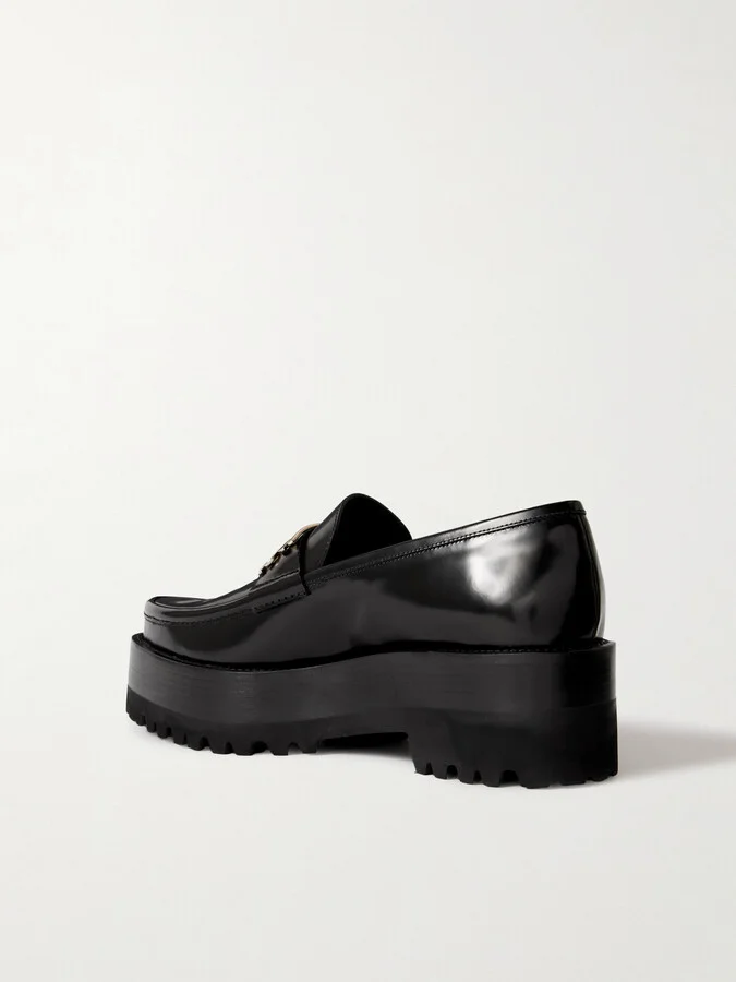 Victoria Beckham - Embellished Leather Platform Loafers - Black - Image 3