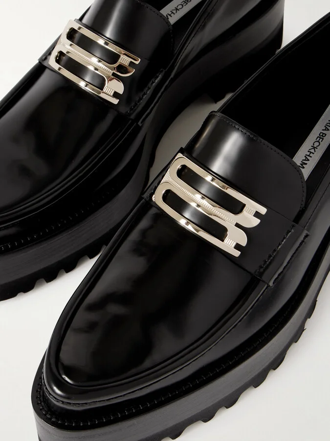 Victoria Beckham - Embellished Leather Platform Loafers - Black - Image 4
