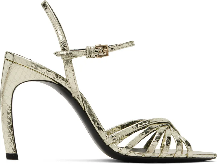 Victoria Beckham Gold Open Toe Cage Heeled Sandals
