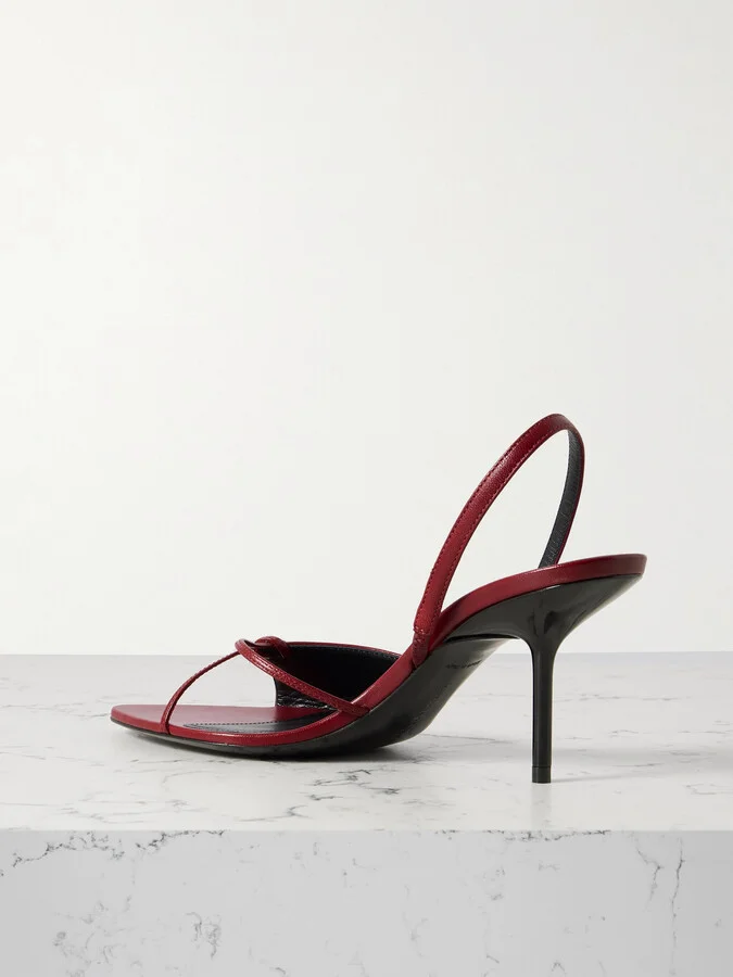 Victoria Beckham - Harlow Leather Slingback Sandals - Burgundy - Image 3