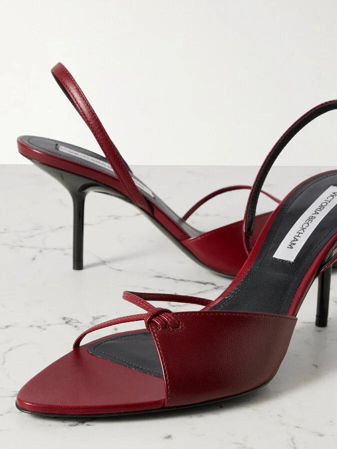 Victoria Beckham - Harlow Leather Slingback Sandals - Burgundy - Image 4