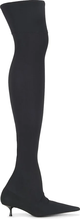 Victoria Beckham Jersey Thigh High Boot in Brown