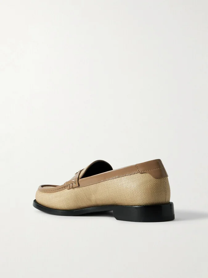 Victoria Beckham - Leather-trimmed Raffia Loafers - Neutrals - Image 3
