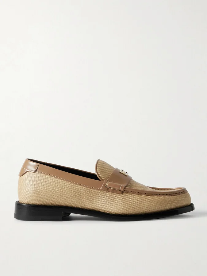 Victoria Beckham - Leather-trimmed Raffia Loafers - Neutrals