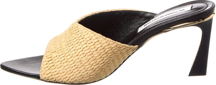 Victoria Beckham Raffia & Leather Sandal - Image 2