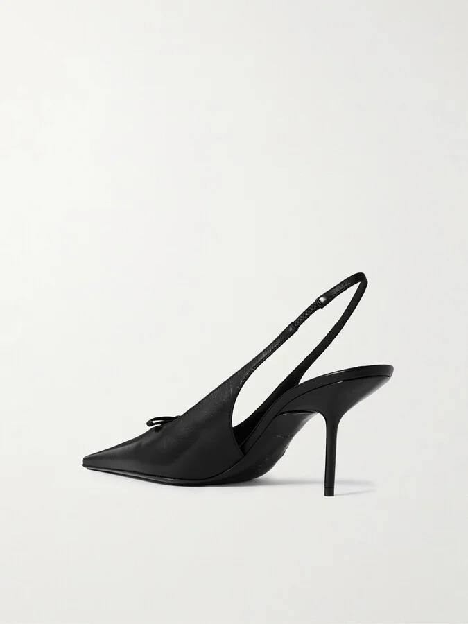 Victoria Beckham - Sloan Bow-embellished Leather Slingback Pumps - Black - Image 3