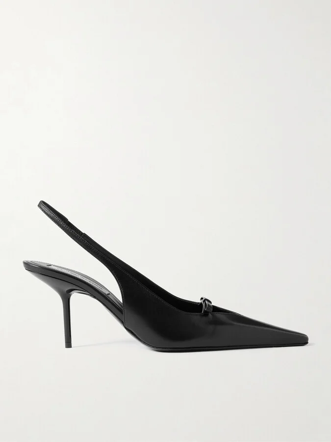 Victoria Beckham - Sloan Bow-embellished Leather Slingback Pumps - Black