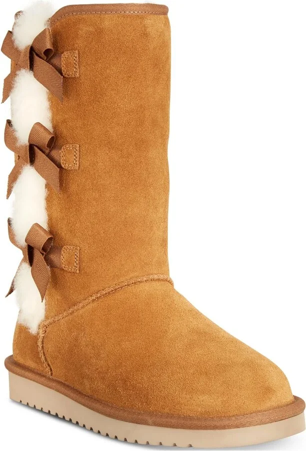 Victoria Tall Womens Suede SHEEP Fur Trim Casual Boots