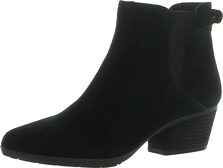 Victory Womens Suede Stacked Heel Ankle Boots