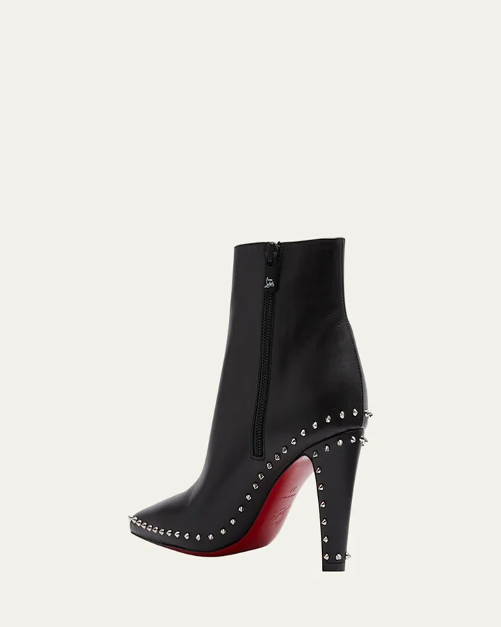 Vidura Spike Red Sole Leather Booties - Image 2