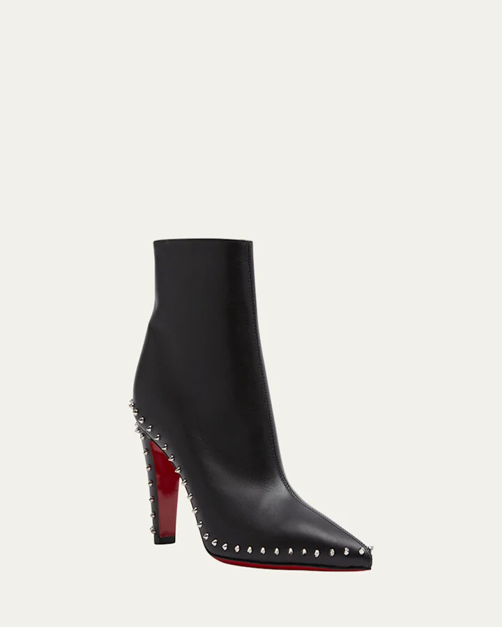 Vidura Spike Red Sole Leather Booties - Image 3